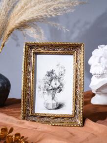 1 Stück Vintage Goldharz Fotorahmen, warme goldene Heim Tischdekor Bilderrahmen, horizontal & vertikal verwendbar, Schlafzimmer, Arbeitszimmer, Bürotisch Foto Dekoration