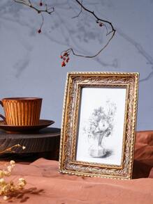 1 Stück Vintage Goldharz Fotorahmen, warme goldene Heim Tischdekor Bilderrahmen, horizontal & vertikal verwendbar, Schlafzimmer, Arbeitszimmer, Bürotisch Foto Dekoration