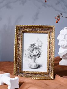 1 Stück Vintage Goldharz Fotorahmen, warme goldene Heim Tischdekor Bilderrahmen, horizontal & vertikal verwendbar, Schlafzimmer, Arbeitszimmer, Bürotisch Foto Dekoration