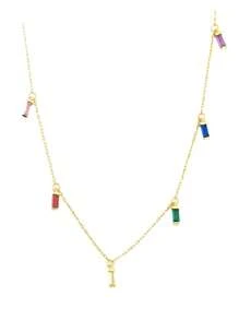 1pc Exquisite Seven-Color Tassel Necklace, S925 Pure Silver Luxury Fashion Necklace, Exquisite Jewelry Gift, Suitable For Girls To Wear Daily And Decorate On Dates.