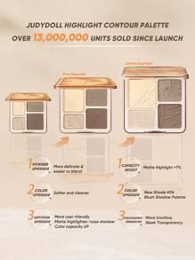 JUDYDOLL 2-In-1 HIGHLIGHT & CONTOUR PALETTE 9g, Matte Highlighter And Blush Palette, Versatile For Beginners, Self-Use And Gifts, Suitable For Makeup For Parties, Dates, Weddings And Other Occasions