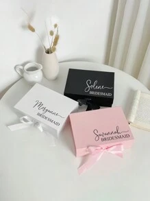 1 Stück personalisierte Geschenkbox für Brautjungfern - stilvolle Papier Vorschlagsgeschenkbox, geeignet als Hochzeitsparty Geschenk, Geburtstagsgeschenk - in Weiß, Schwarz, Pink erhältlich