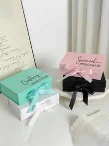 1 Stück personalisierte Geschenkbox für Brautjungfern - stilvolle Papier Vorschlagsgeschenkbox, geeignet als Hochzeitsparty Geschenk, Geburtstagsgeschenk - in Weiß, Schwarz, Pink erhältlich