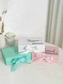 1 Stück personalisierte Geschenkbox für Brautjungfern - stilvolle Papier Vorschlagsgeschenkbox, geeignet als Hochzeitsparty Geschenk, Geburtstagsgeschenk - in Weiß, Schwarz, Pink erhältlich