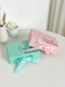 1 Stück personalisierte Geschenkbox für Brautjungfern - stilvolle Papier Vorschlagsgeschenkbox, geeignet als Hochzeitsparty Geschenk, Geburtstagsgeschenk - in Weiß, Schwarz, Pink erhältlich