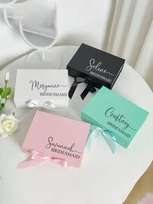 1 Stück personalisierte Geschenkbox für Brautjungfern - stilvolle Papier Vorschlagsgeschenkbox, geeignet als Hochzeitsparty Geschenk, Geburtstagsgeschenk - in Weiß, Schwarz, Pink erhältlich