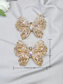 2 件可拆卸 DIY 鞋配件，白色和红色蝴蝶花形鞋饰，优雅高跟鞋、平底鞋鞋夹，适合办公室、商务、派对场合 - 薑色 - 查看 5