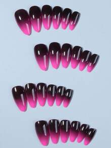 Babyboomer Nails 24 件长杏仁渐变尖头按压指甲长完美贴合亚克力指甲假指甲套装，包含：1 件果冻胶和 1 件指甲锉，Babyboomer 指甲适合女性和女孩日常工作学习和派对使用美甲用品指甲 - 查看 2