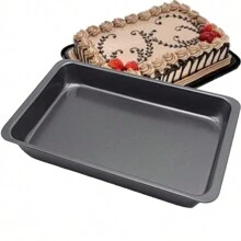 Charola Grande Antiadherente Rectangular de Acero Inoxidable Para Hornear Pasteles Galletas o Pan de Repostería de 47x32cm - Gris Oscuro - Ver 1