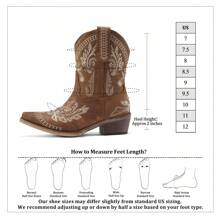 Pasuot Casual Party Cowgirl Boots – Women's Mid-Calf Western Boots With Embroidered Details, Rhinestones, A Square Toe, And A Chunky Low Heel. Designed For Comfort And Ease With A Pull-On Style, These Boots Are Ideal For Adding Style To Any Casual Or Party Outfit. - 棕色 - 查看 7