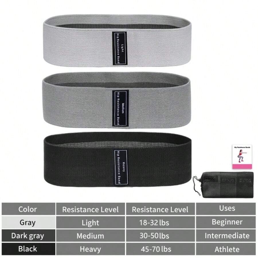 Fabric Resistance Hip Booty Bands Glute Thigh Elastic Workout Bands Squat Circle Stretch Fitness Strips Loops Yoga Gym Equipment - Black - View 1
