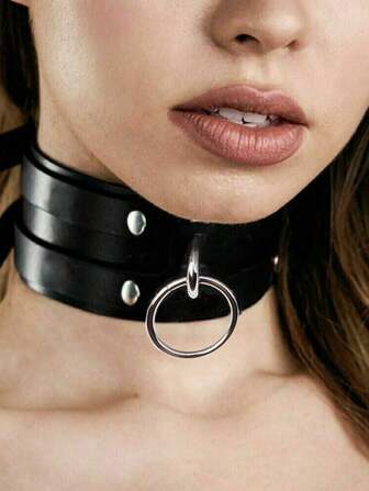 Punk Sexy Women's Lingerie Accessories Necklace Faux Leather Adjustable Elastic Harness Collar