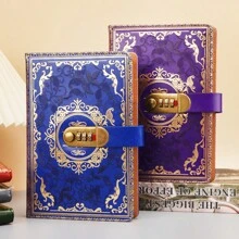 1 件，A5 PU 200 页 2024 笔记本复古密码本带锁日记本活页夹加厚创意手册学生笔记文具，学校用品，回到学校，学校笔记本，笔记本，美容学校用品，学校 - A5 - 查看 11