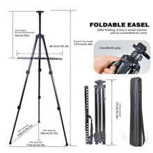 Art Easel Stand For Painting, Adjustable 57-157cm, Folding Aluminum Tripod Display Easel, Artist Stand Easel With Bag,  Floor Painting Display Drawing Art Sketch - Black - View 6
