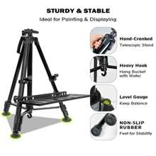 Art Easel Stand For Painting, Adjustable 57-157cm, Folding Aluminum Tripod Display Easel, Artist Stand Easel With Bag,  Floor Painting Display Drawing Art Sketch - Black - View 5