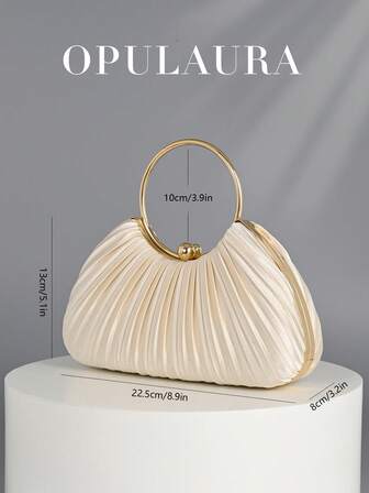 OpulAura 女士高端金属晚宴包，奢华皮革宴会手拿包，迷人闪亮正式手拿包，适合礼服、舞会、派对、婚礼、新娘、伴娘、生日礼服搭配