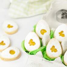 6/8/9 件复活节彩蛋饼干模具套装，不锈钢切割工具包括鸡蛋、胡萝卜、花朵、小鸡和兔子形状，DIY 厨房节日烘焙工具，节日糕点模具 - 銀色 - 查看 6