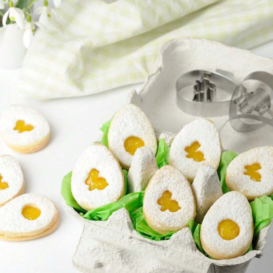 6/8/9 件复活节彩蛋饼干模具套装，不锈钢切割工具包括鸡蛋、胡萝卜、花朵、小鸡和兔子形状，DIY 厨房节日烘焙工具，节日糕点模具