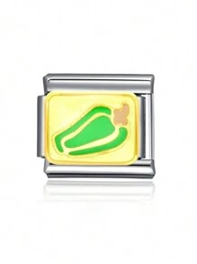 1 pieza Componente para hacer joyas de acero inoxidable, un brazalete modular para pareja con cuentas en forma de fruta y verdura, apto como regalo del Día de San Valentín 2025, para fiestas o accesorios diarios - Multicolor - Ver 7