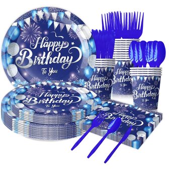 80pcs Navy Blue Birthday Theme Party Supplies Set, Navy Blue Balloon Pattern Winter Limited Party Set Includes 7-Inch/9-Inch Party Plates, Napkins, Cups, Suitable For Birthday Party, Baby Shower, Family Gathering, Picnic