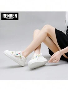 女士厚底休闲运动鞋，白色硫化鞋，时尚校园风，秋季 - 米卡 - 查看 9