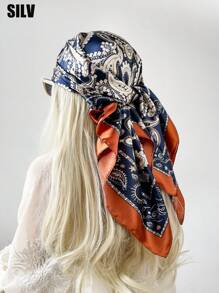 1 件 90 厘米佩斯利图案方形围巾，可作为头巾、头巾或头巾日常使用，头巾、发带、头带非常适合装扮您的外观 - 彩色 - 查看 17