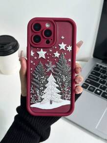 冬季苹果圣诞树印花软手机壳适用于 iPhone 16/15/XR/7p8p/P12 Pro Max/P13 Pro Max/P14 Pro Max/P13/P14/P11/P12/P14 女款防摔可爱时尚厚保护套 - 彩色 - 查看 3