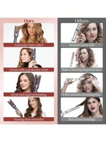 1 Inch Rotating Barrel Automatic Curling Iron With Anti - 3 Temperature Settings, Dual Motor Rotation And Automatic Shutdown Functionality. Perfect For Beginners And Professionals Alike