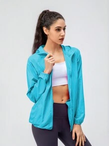 1 件女式轻薄速干夹克，防水面料户外休闲运动风衣，适合春夏季