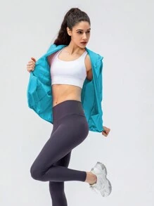 1 件女式轻薄速干夹克，防水面料户外休闲运动风衣，适合春夏季