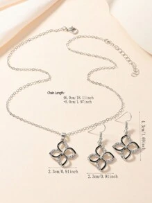 Conjunto de joyería con colgante de flor creativo y de moda: 1 par de aretes + 1 collar, adecuado para uso diario casual, fiesta y citas de mujer