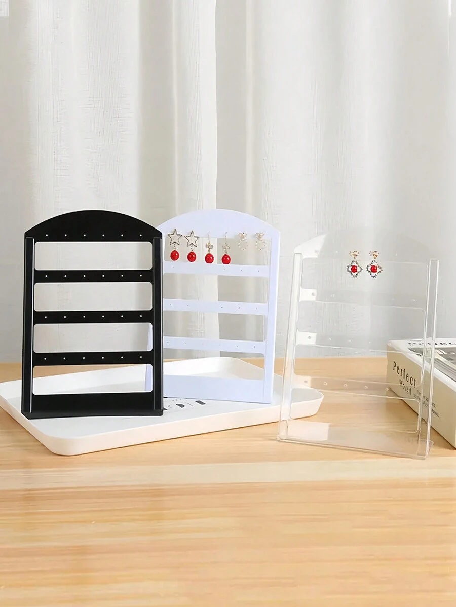 1 件珠宝架收纳架耳环收纳架带 24 孔珠宝展示收纳，纯色 L 形亚克力珠宝展示架，现代简约塑料耳环收纳架用于耳钉收藏，适用于女士礼物耳环
