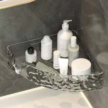 1-Pack Clear Wall-Mounted Shower Shelves - Self-Adhesive Shower Caddy & Corner Floating Shelf For Bathroom Or Kitchen, Over-The-Toilet Storage, Space-Saving Organizer For Shampoo, Cosmetics, And Toiletries
