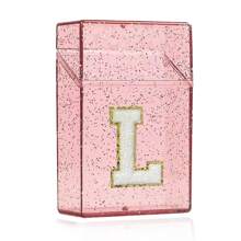 1PC Snowflake Cigarette Case Cigar Tobacco Holder Lighter Storage Box Moisture-Proof And Pressure-Proof Plastic Shiny Cigarette Storage Boxes Embroidered Three-Dimensional Lnitial Letter A To Z Transparent Cigarette Case Ladies Men Gift 20pcs Smoking Accessories - Pink - View 20