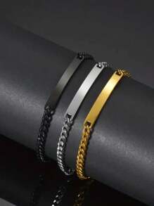 The Extraordinary Trademark Name Is Engraved On A Stainless Steel Cuban Chain Bracelet, A Handmade Accessory Customized For Couples, And A Heart-Shaped Symbol Bracelet,Christmas Gift Supplies - Multicolor - View 2