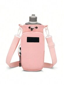 `1PC Nylon Water Bottle Carrier With Adjustable Shoulder Strap, Insulated Outdoor Hiking Camping Travel Accessory With Zippered Pockettravel Organizer Small Suitcase Accessories Home Cruise Essentials Travel Bag Mini Portable Travel Organizer Portable Holiday Organizer