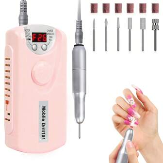 1pc Electric Nail Drill Machine, Portable Rechargeable Electric Nail Drill Pen With Drill Bits Kit, Handheld Manicure Tool For Home, Nail Salon, Foot Care