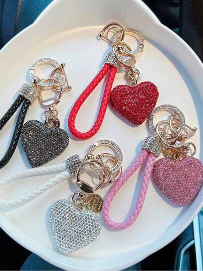 Regalo del Día de San Valentín Llavero con forma de corazón Pulsera Llaveros con brillo Llaveros para mujeres Llavero para llaves de coche Encantos para bolso Accesorios para bolso y mochila Regalo de compromiso, boda, cumpleaños y fiesta