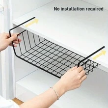 2pcs/1pc Under-Desk Hanging Layered Storage Basket, Student Dorm Room Wardrobe Desk Organizer Rack, Kitchen Spice Rack