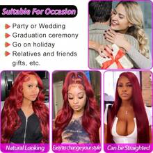 34 Inch 250% Density 99j Burgundy Lace Front Wigs Human Hair 13x4 Body Wave Lace Front Wigs Human Hair  Wine Red Lace Front Wigs Human Hair Wigs For Women - S99J - View 4