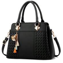 Luxury Handbag Women Crossbody Bag With Tassel Hanging Large Capacity Female Shoulder Bags Embroidery Tote Sac A Main - Black-a - View 4