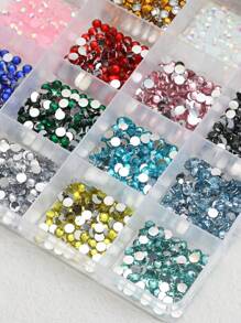 24 color Accesorios de uñas: 3D Nail Charm Diamante acrílico negro, Suministros de uñas de resina, Gema de uñas Multicolor AB, Piedra Rhinestone adecuada para decorar uñas, ropa, teléfonos móviles, tela, madera, papel y talla grande, Kit de herramientas de 6000/3000A