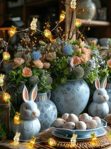 Easter Decoration, Bunny Carrot Egg String Lights Battery Powered, Easter Decoration Spring Bunny Fairy Lights, Suitable For Family Indoor Outdoor Easter Basket Egg Party Season Bedroom Decoration - 彩色 - 查看 4