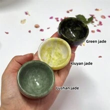1pc Natural Jade Wine Cup, Quartz Crystal Bowl, Crystal Tea Cup, Home Decor, Mineral Specimen, Crystal Collection, Crystal Healing, Valentine's Day Gift, Spiritual Energy Healing, Random Color Crystal Gift