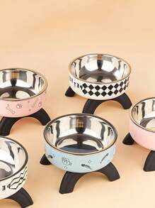 1pc Pet Elevated Feeding Bowl, Anti-Slip Anti-Spill Cat Dog Food Dish - 300ml - View 2