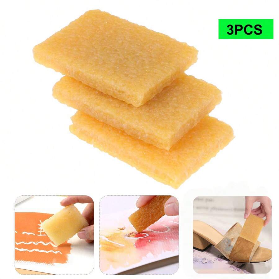 3 PIEZAS Goma de borrar de cemento de caucho, borrador de pegamento en barra, removedor de adhesivos, borrador de limpieza para zapatos, adecuado para, piel de oveja, mate y cuidado de telas, así como limpiador para zapatos blancos y zapatillas. Para recoger residuos de pegamento de varias superficies como papel y plástico. - Multicolor - Ver 1