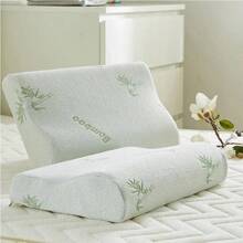 Almohada de fibra de bambú de 50*30cm, almohada de espuma viscoelástica de rebote lento, cuidado de la salud, almohada de espuma viscoelástica, almohadas ortopédicas, soporte para alivio de cuello - Blanco1 - Ver 7