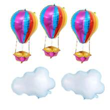 Set Dekorasi Bertema Balon Udara Panas & Awan, 5 Buah/Set, Termasuk Balon Foil untuk Pesta Ulang Tahun, Pembaptisan, dan Dekorasi Acara Baby Shower - MultiWarna - View 10