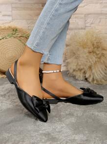 Ballerine dolci da ragazza con punta affusolata e fiocco, nuovi mocassini da slip-on per uso interno ed esterno, guida quotidiana e lavoro, con cinturino sul tallone, versatili con outfit casual
