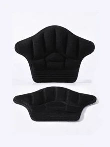1 Pair Skin-Friendly Velvet Heel Pads, Anti-Slip Heel Stickers, Adjustable Half Size Insoles For Sneakers, Casual Shoes, Tall Boots - Black - View 5